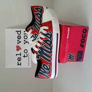 Ole Miss Rebels Low Top Big Logo Canvas Shoes - Red - Women's 10